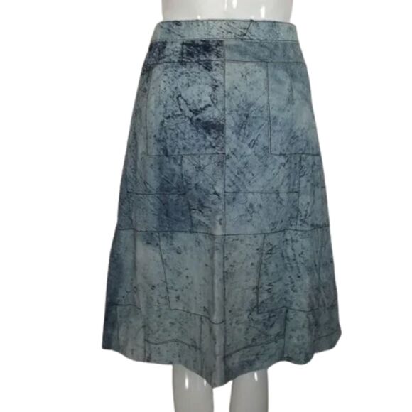 new CROSSING POINTE Patchwork Suede Skirt, 33" Waist, Light Blue, Satin lined - Picture 4 of 13